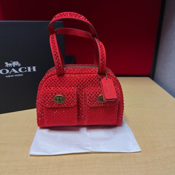 NWT - Coach Twin Turnlock Bag 20 With Crystal (Red) - Picture 8 of 8